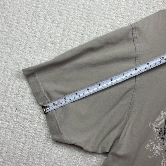 Y2K Burnside Men Shirt L Grey Affliction Goth Grunge Cross Wings Skater - Picture 9 of 15